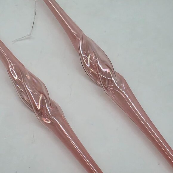 Pink Glass Icicle Ornaments Set Of 2 Twisted Design Christmas Decoration 9.5" - Picture 4 of 5